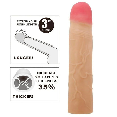 Pretty Love Kylian 7.1 Inch Llifelike Penis Extender Sleeve - Penis Sleeves and Extenders
