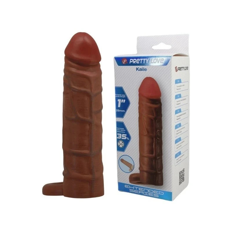 Pretty Love Kaile 7 Inch Penis Extensions Sleeve Tan Penis Sleeves and Extenders