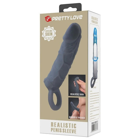 Pretty Love Realistic Veiny Penis Sleeve Black - Penis Sleeves and Extenders