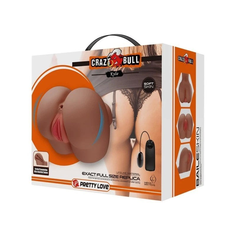 Crazy Bull Kylie Vibrating Double Entry Masturbator Tan Masturbators and Strokers