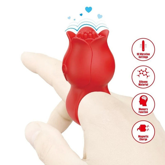 Pretty Love Jae Rose Adult Finger Vibrator Red - Clit Ticklers and Pulsators