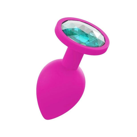 Love In Leather Silicone Butt Plug With Gem Pink - Butt Plugs