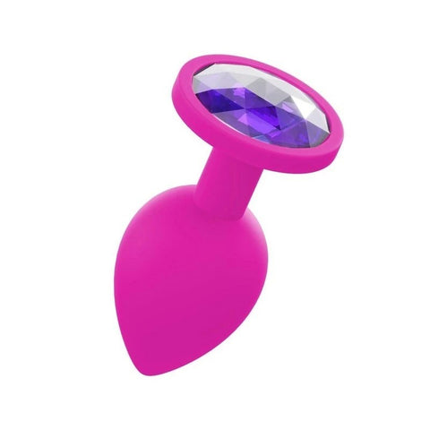 Love In Leather Silicone Butt Plug With Gem Pink - Butt Plugs