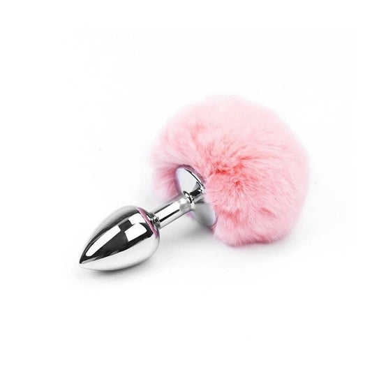 Love In Leather Bunny Tail Anal Plug Baby Pink - Butt Plugs