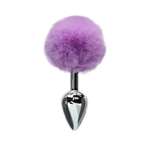 Love In Leather Faux Fur Bunny Tail Butt Plug Lilac - Butt Plugs