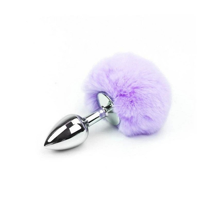 Love In Leather Faux Fur Bunny Tail Butt Plug Lilac Butt Plugs