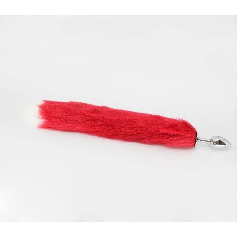 Love In Leather Faux Fur Fox Tail Butt Plug Small Red Butt Plugs