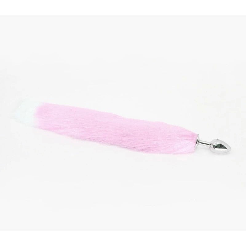 Love In Leather Faux Fur Fox Tail Butt Plug Medium Pink Butt Plugs