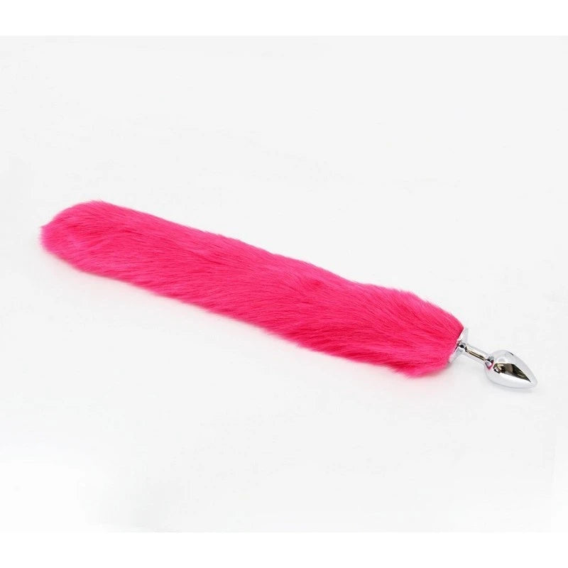 Love In Leather Aluminium Alloy Faux Fur Butt Plug Small Hot Pink Butt Plugs