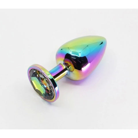 Love In Leather Round Gem Metal Anal Plug - Butt Plugs