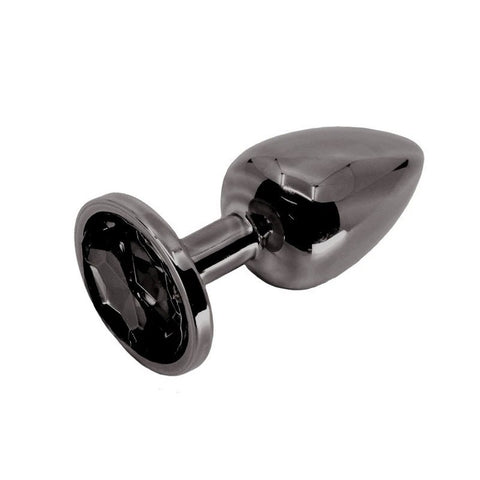 Love In Leather Round Gem Metal Anal Plug - Butt Plugs