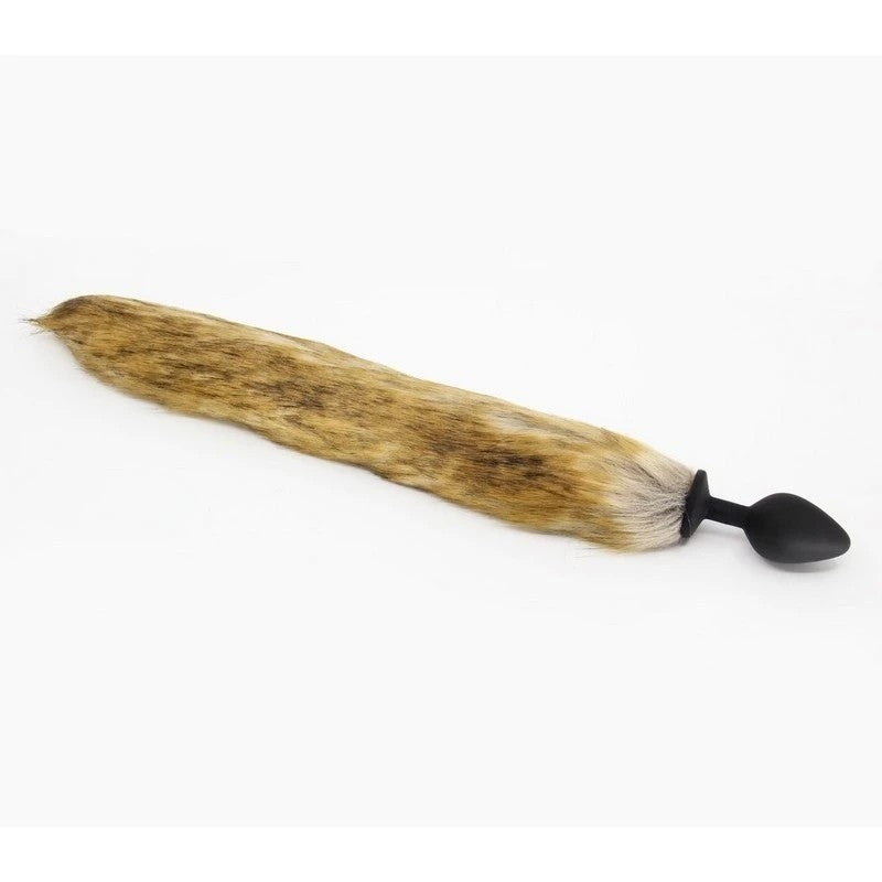 Love In Leather Fox Tail Silicone Anal Plug Large Brown Animal Print Butt Plugs
