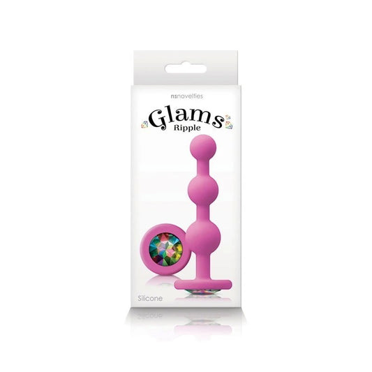 NS Novelties Glams Ripple Rainbow Gem Butt Plug Pink - Butt Plugs