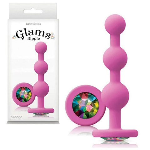 NS Novelties Glams Ripple Rainbow Gem Butt Plug Pink - Butt Plugs