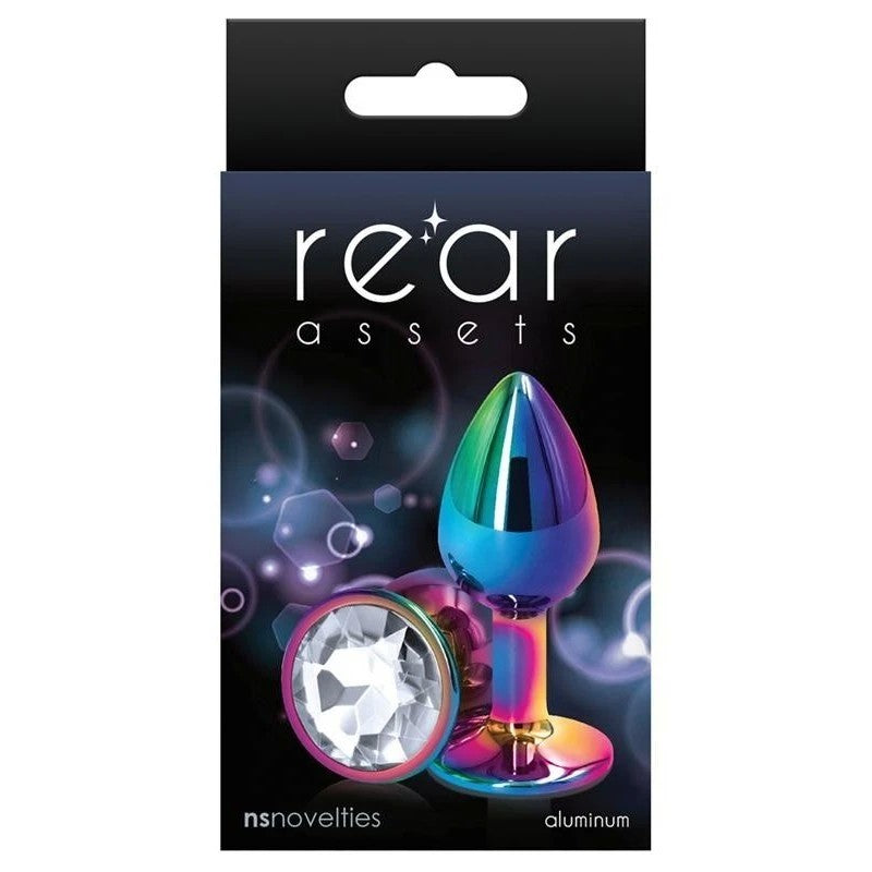 NS Novelties Rear Assets Mulitcolor Small Butt Plug Clear Butt Plugs