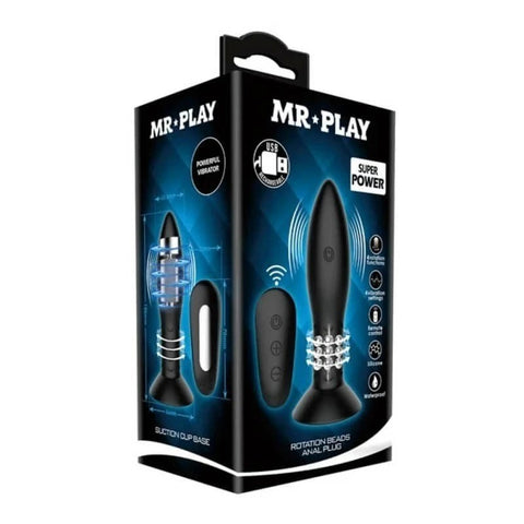 Mr Play Remote Control Rotation Beads Anal Plug - Butt Plugs