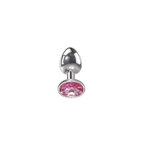 Adam & Eve Metal Butt Plug with Pink Gem Small - Butt Plugs