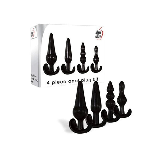 Adam & Eve 4 Piece Anal Plugs Kit Black - Butt Plugs