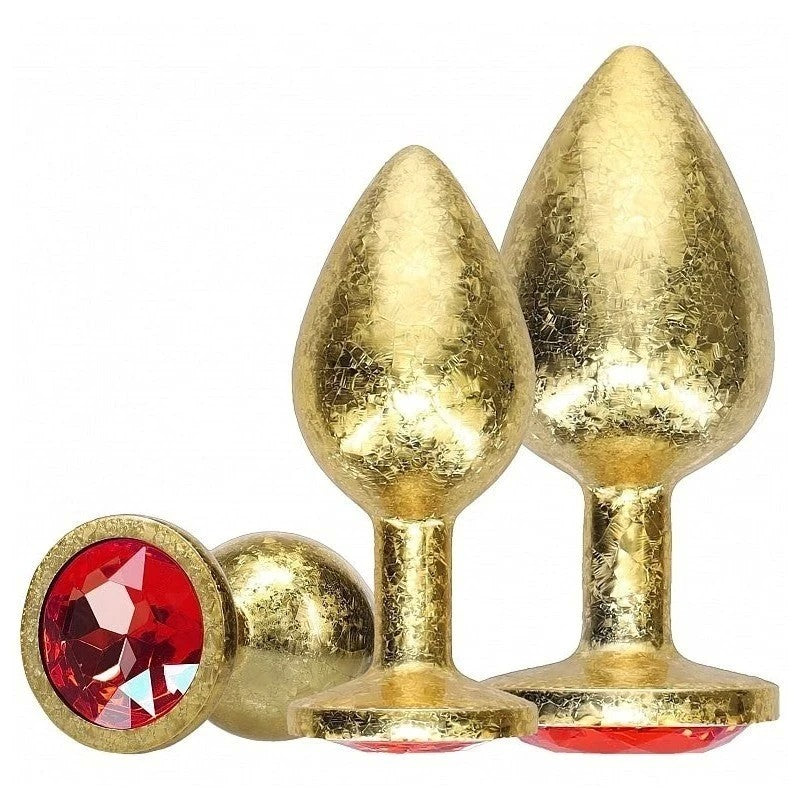 OUCH! Milan Collection Metallic Butt Plugs with Gem Bases Gold Butt Plugs