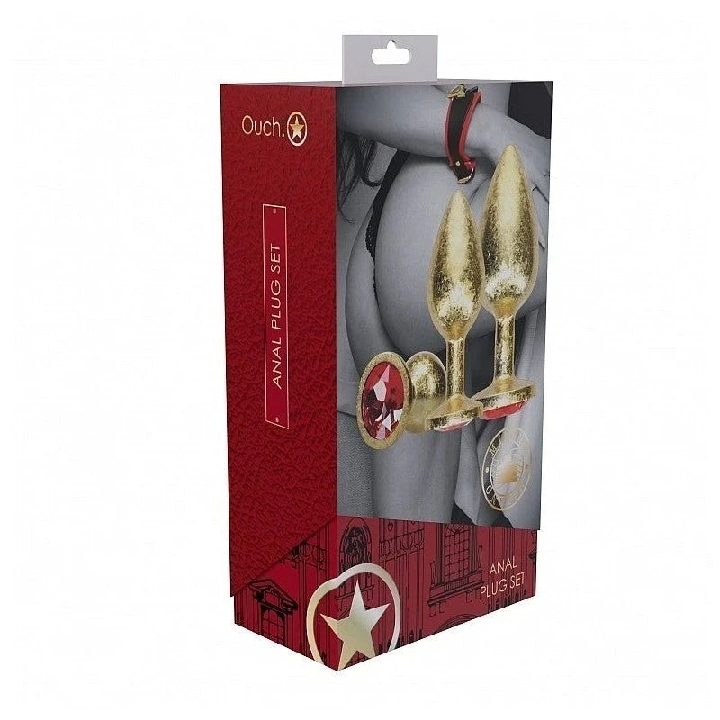 OUCH! Milan Collection Metallic Butt Plugs with Gem Bases Butt Plugs