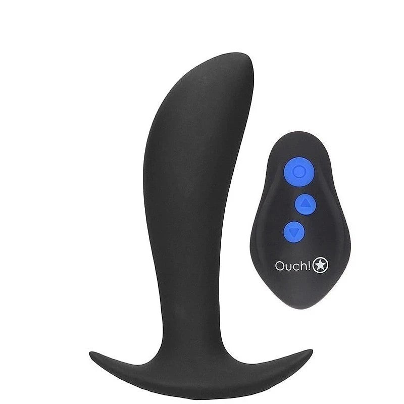 OUCH! e-Stim & Vibrating Butt Plug with Wireless Remote Black Butt Plugs