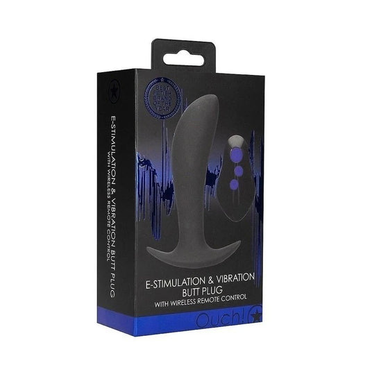 OUCH! e-Stim & Vibrating Butt Plug with Wireless Remote - Butt Plugs