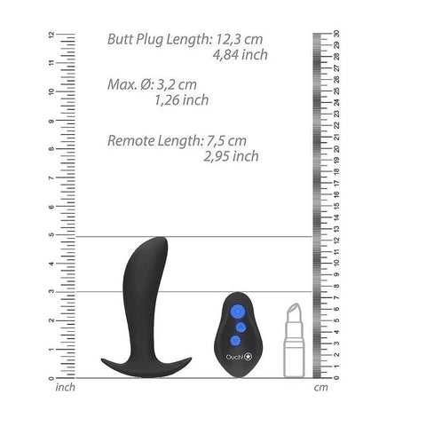 OUCH! e-Stim & Vibrating Butt Plug with Wireless Remote - Butt Plugs