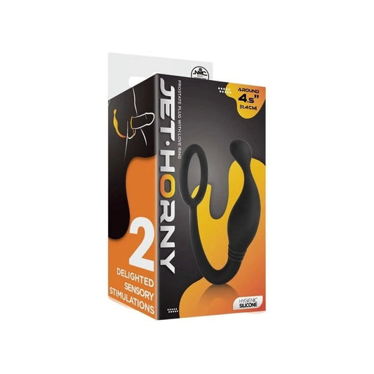 Excellent Power Prostate Plug with Love Ring Black - Prostate Toys