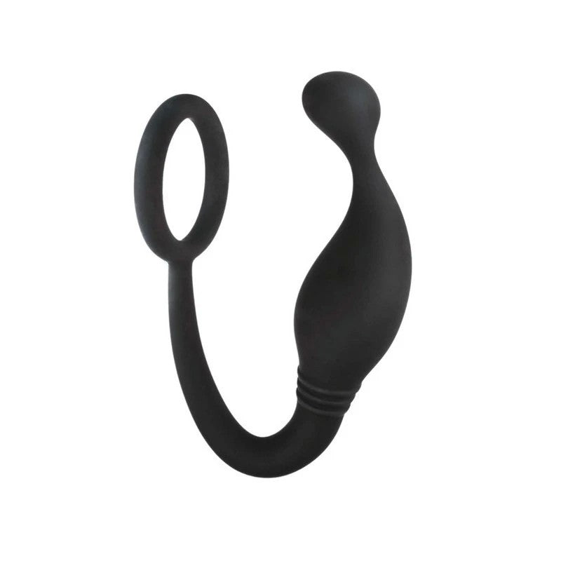 Excellent Power Prostate Plug with Love Ring Black Prostate Toys