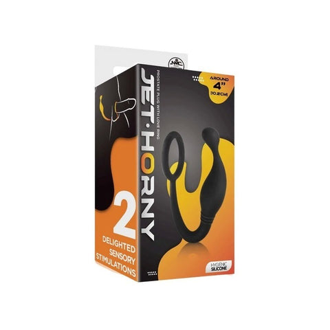 Excellent Power Prostate Plug with Love Ring Black - Prostate Toys