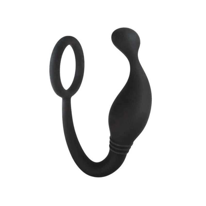 Excellent Power Prostate Plug with Love Ring Black Prostate Toys