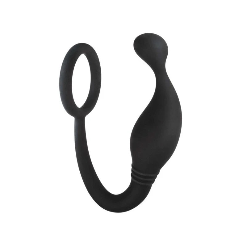 Excellent Power Prostate Plug with Love Ring Black Prostate Toys