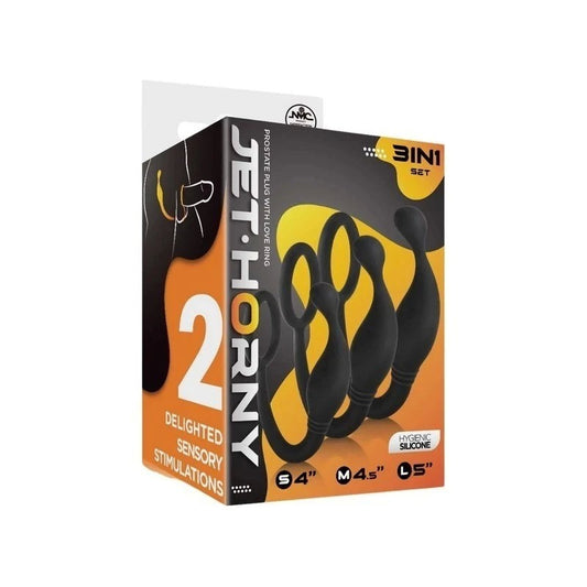 Excellent Power 3 Piece Prostate Plug with Love Ring Prostate Toys