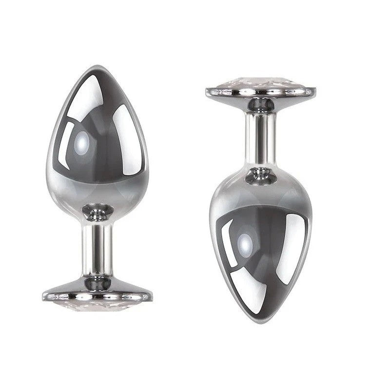 Adam & Eve Clear Gem Base Metal Anal Plug Medium Butt Plugs