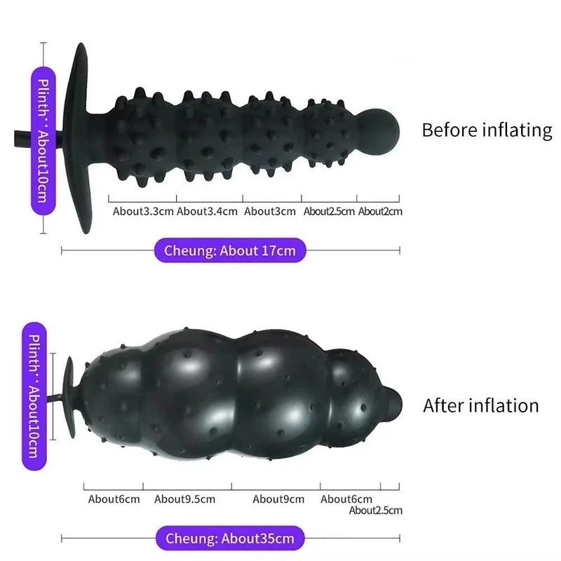 BDStyle Ribbed Textured Inflatable Anal Plug Butt Plugs