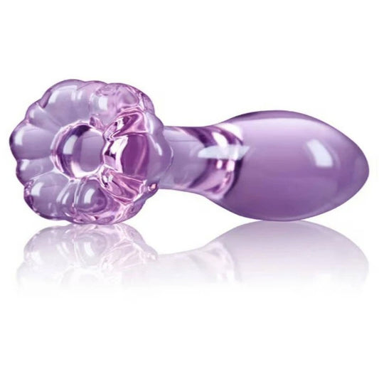 NS Novelties Crystal Flower Glass Butt Plug - Butt Plugs