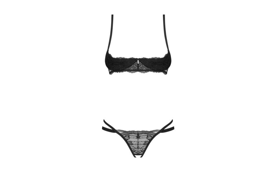 Obsessive Nutris 2 Piece Crotchless Bra Panty Set Bras and Bra Sets