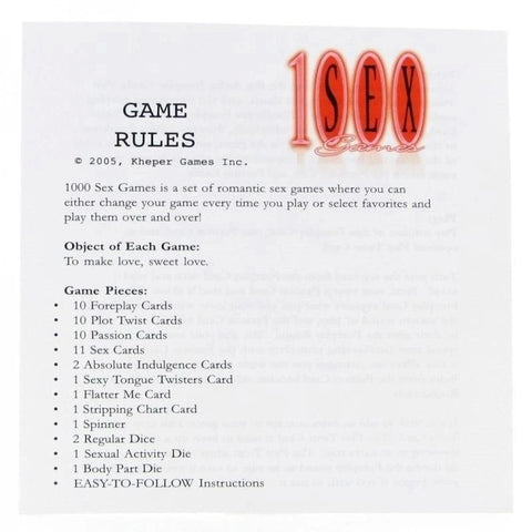 1000 Sex Games - Sex Games, Coupons and Tricks