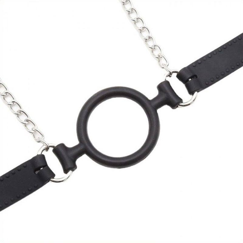 Silicone O Ring Gag With Nipple Clamp Bondage Gags and Bits