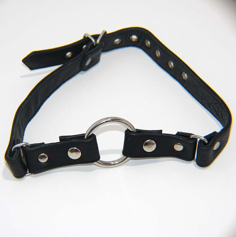 Leather Gag With Removable Metal O Ring Bondage Gags and Bits