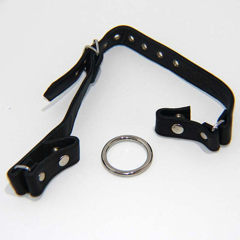 Leather Gag With Removable Metal O Ring - Bondage Gags and Bits