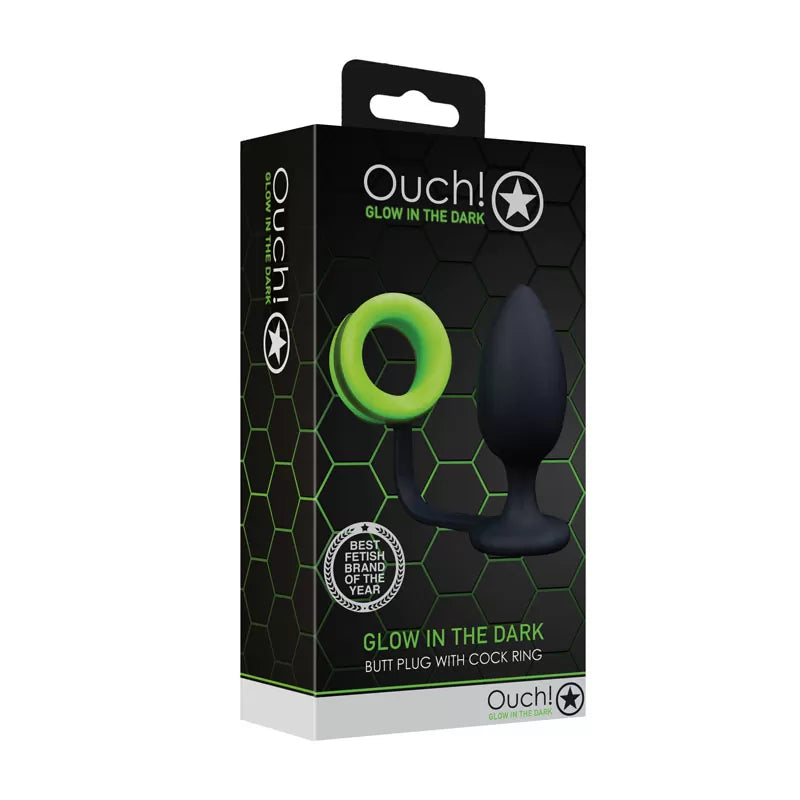 OUCH! Glow in Dark Butt Plug with Cock Ring Butt Plugs