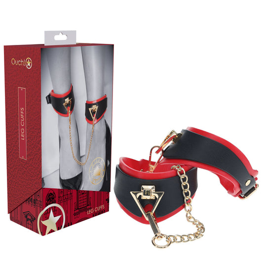 OUCH! MILAN Adjustable Leather Leg Cuffs - Iridescent Hardware - Cuffs and Restraints