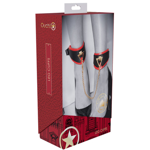OUCH! MILAN Adjustable Leather Leg Cuffs - Iridescent Hardware - Cuffs and Restraints