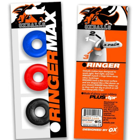 Oxballs Ringer Max - Thick, Durable Cockring Trio for Enhanced Pleasure - Cock Rings