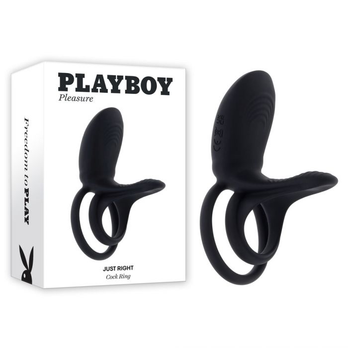Playboy Pleasure JUST RIGHT Vibrating Cock Ring Black Vibrating Cock Rings