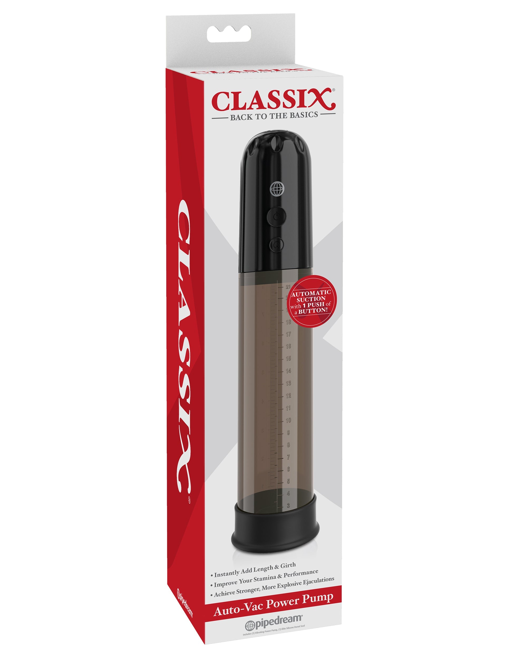 Pipedream Classix Auto-Vac Power Mens Penis Pump Black Penis Pumps And Stretchers