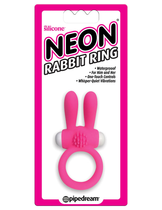 Pipedream Neon Rabbit Vibrating Cock Ring Pink - Vibrating Cock Rings