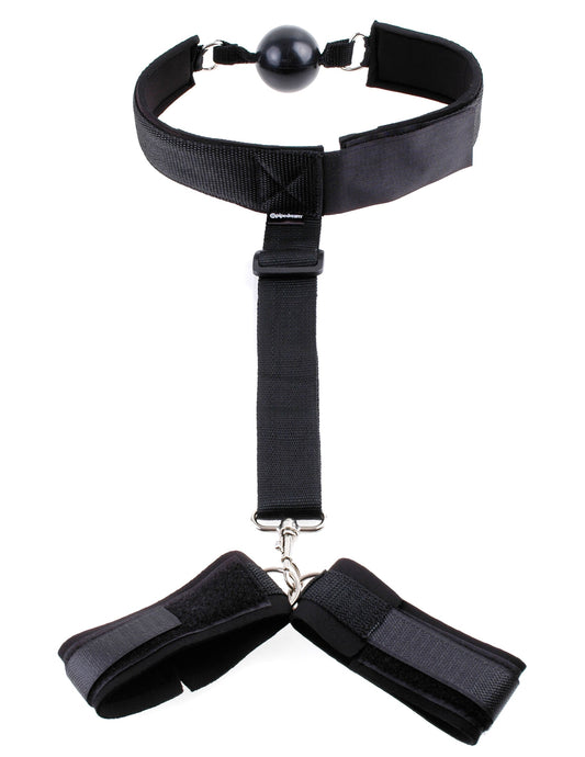 Pipedream Fetish Fantasy Bondage Gag and Wrist Restraint - Bondage Gags and Bits