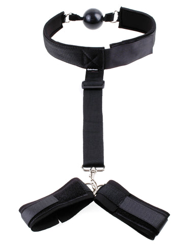 Pipedream Fetish Fantasy Bondage Gag and Wrist Restraint - Bondage Gags and Bits